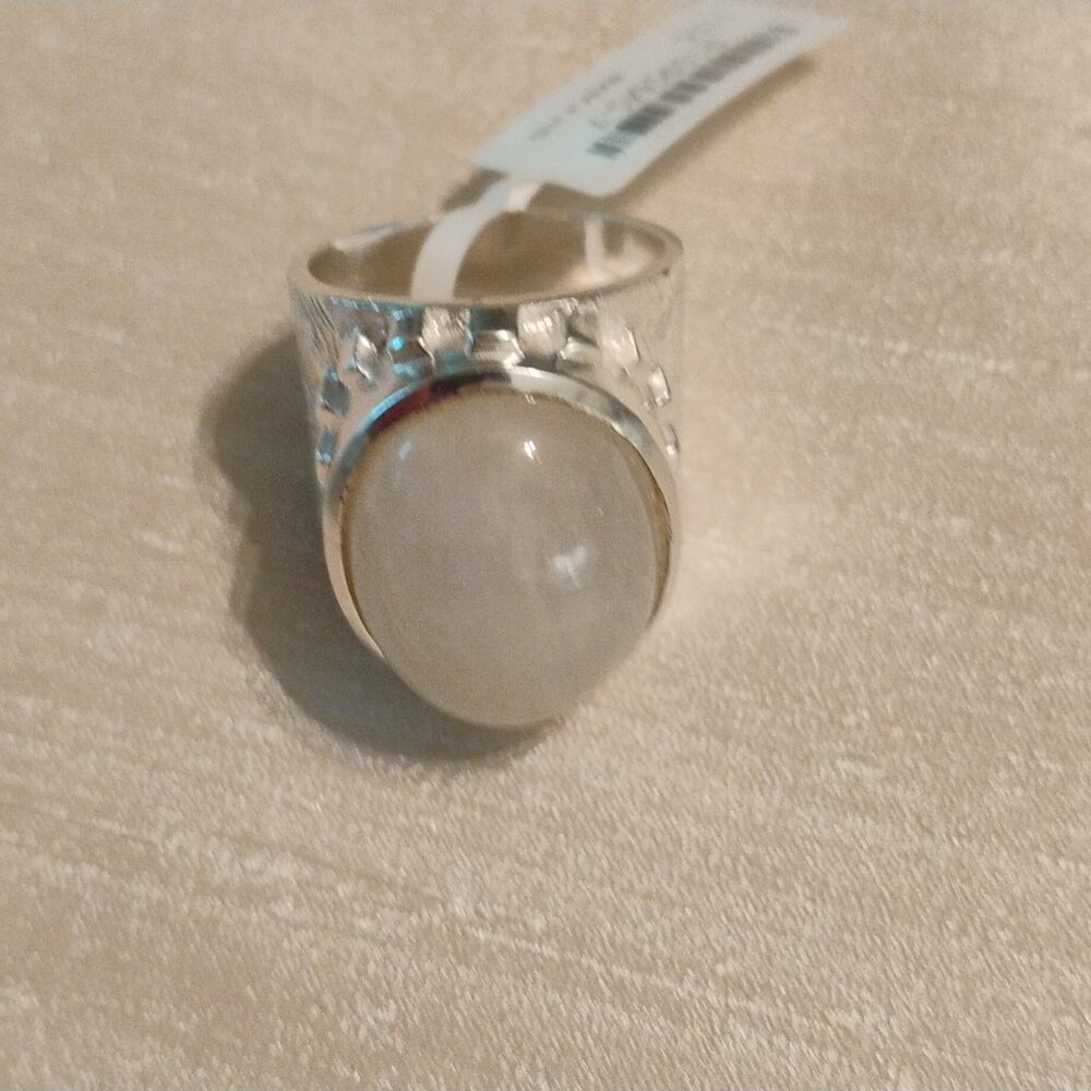 Julie Vos silver tone ring with white quartz